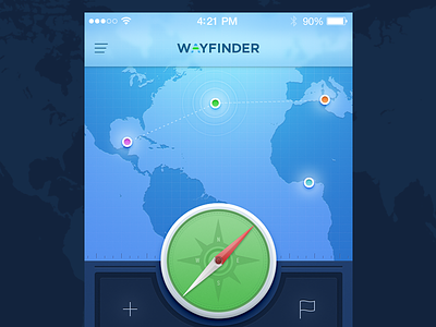 Wayfinder Tracking App compass ios iphone location map menu pin reservation tracking