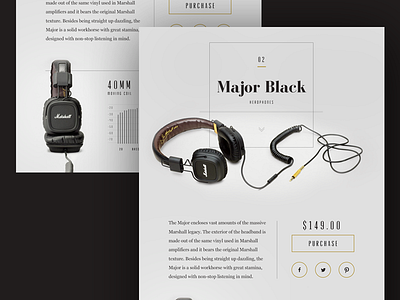 Marshall Major Black Headphones Design Concept