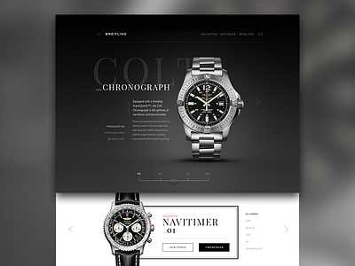 Breitling Product Mock clean data flat graph grid layout marketing mockup typography ui web