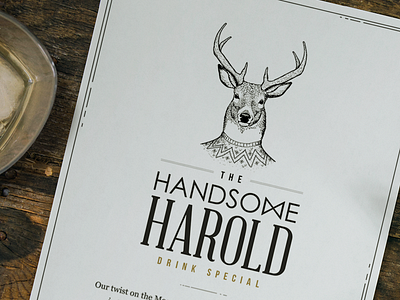 The Handsome Harold Drink Menu drink handsome holiday menu party print