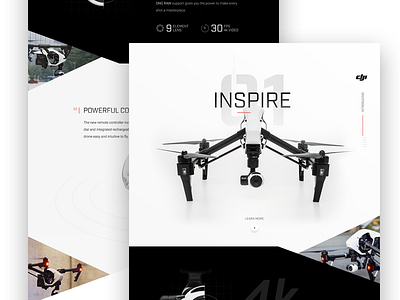Inspire 1 Drone Marketing Site drone graph grid layout marketing mockup product ui