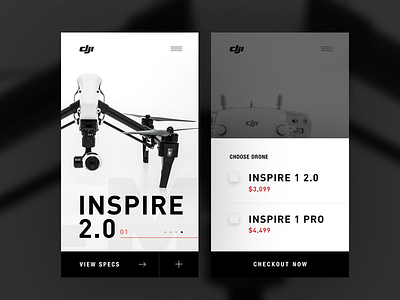 Inspire 1 Drone Mobile checkout experience ios layout mobile ui ux