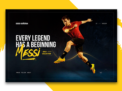 Adidas Messi Collection grid layout marketing mockup shoes soccer ui ux