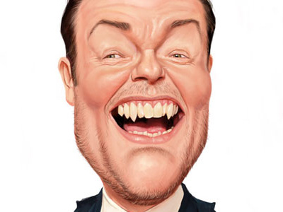Ricky Gervais british caricature comedian digital painting humor illustration photoshop ricky gervais