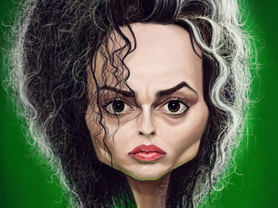 Helena Bonham Carter bellatrix lestrange caricature fantasy harry potter helena bonham carter humor illustration imaginefx
