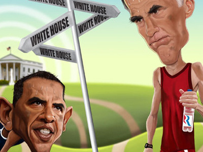 Leader's Edge Election Cover barack obama cover illustration editorial illustration election mitt romney obama romney