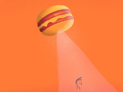 Mc-ufo abduction burguer concept editorial editorial design ilustration orange ovni ufo