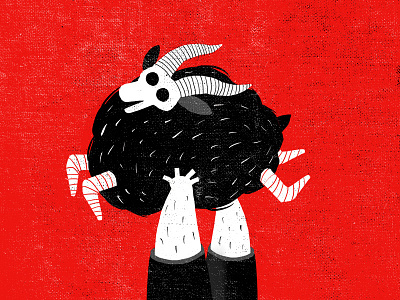 Black goat animal cartoon devil goat hands hell hello dribbble hold illustration ilustration red serigraphy
