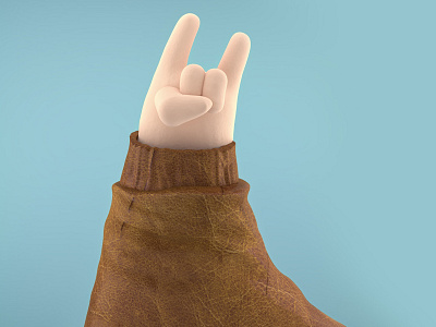 Horn Hand 3d cartoon character hand horn illustration