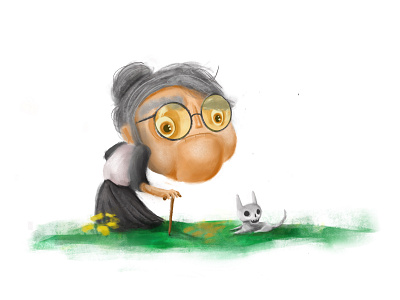 Granny & Dog animal animals cartoon character character design granny illustration