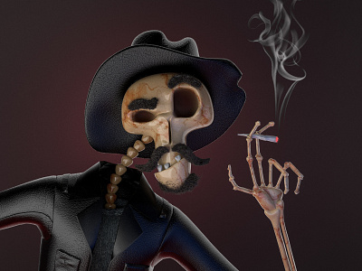 Old Cowboy character character design cowboy death illustration life old skeleton skull smoke