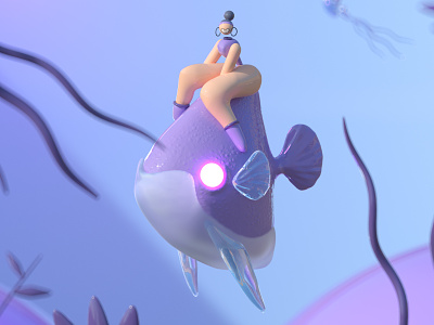 Sea transport 3d animal animales animals buddie c4d cartoon cha character character design mar motion graphics pez redshift riding sea trasnporte
