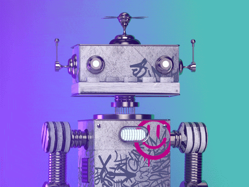 Graffiti Robot 3d 3d ilustration blender bot cartoon character character design chatbot cinema4d robot