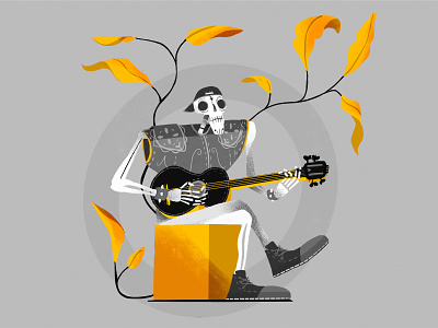 Dia de los muertos cartoon character guitar muerto music skeleton