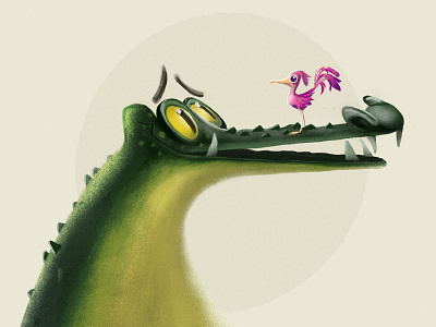 Croco & little bird animal cartoon character character design croco earth reptile