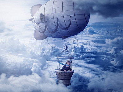 Airship travel 3d 90s airship animation sky supernatural traveler woman zeppelin