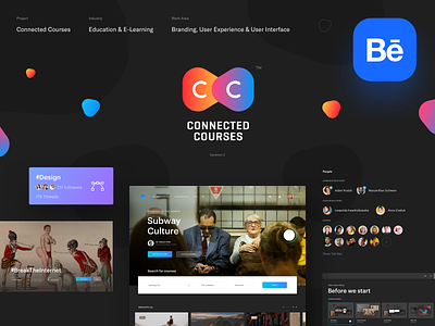 Connected Courses — Behance catalogue courses dark desktop elearning iniversity learning platform library social learning ui ux