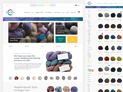 Jimmy Beans Website Design Continued ecommerce gradient grid grid layout product shop visual design web design yarn