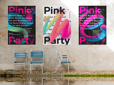 Pink Party Posters graphic design poster typography
