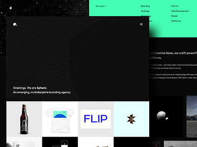 Single Page Site Design for Spheric.Agency agency homepage portfolio ui web design