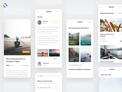 Experience Marketplace - Mobile app adventure airbnb booking clear commercial design destinations lifestyle marketplace mobile platform review shop travel trip