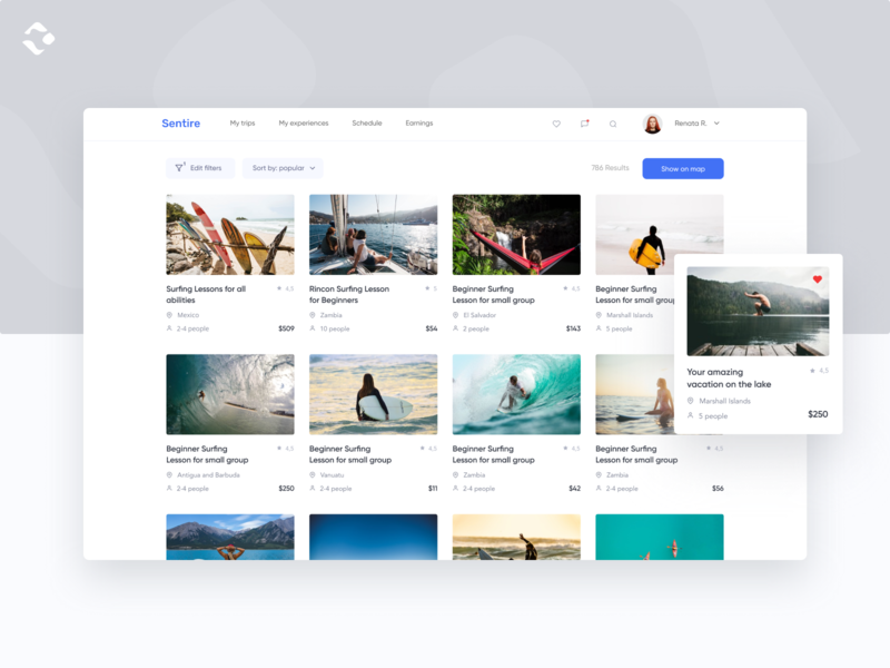 Catalog page - Booking platform adventure airbnb booking catalog clear commercial design filter lifestyle marketplace platform product card shop sorting travel trip