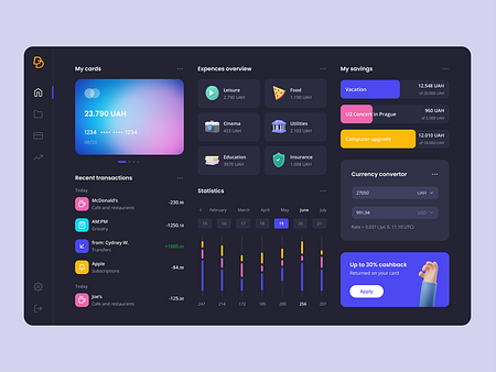 Online banking app design by Lanp on Dribbble
