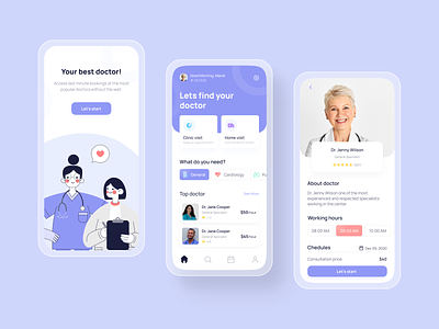 Doctor appointment app android app app design application clinic design doctor healthcare hospital ios medical medical care medicine app mobile mobile app mobile app design modern patient ui design ux