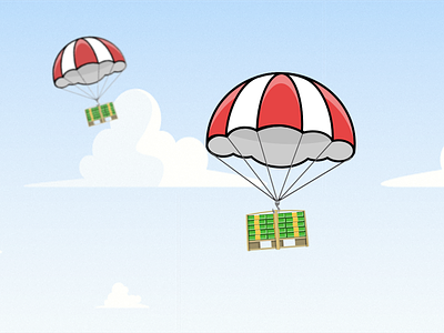 Money Delivery air cash delivery dollars fly money palette parachute sky