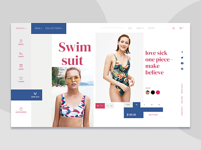 Swimsuit Product Page Impression adventure concept design designer designs figma figmadesign flat flat design food order homepage product shopping ui uiux ux web website