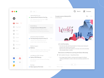 Gmail App Redesign 1/2 application concept design flat gmail gmailapp google mail redesign ui