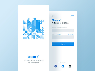 UI China - Login page and launch page app design font design geometry graphics login page logo startup page ui