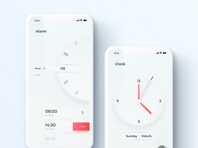 Alarm App UI 222222 alarms balck clean clock easy february red simple time