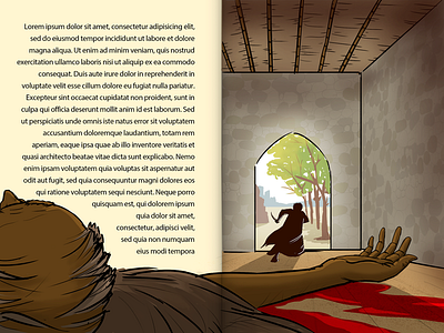 Murderer escaping book art children book illustration digital 2d islamic book islamic story book