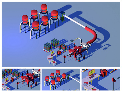 3D Modeling Factory 3d c4d design low poly modeling motion