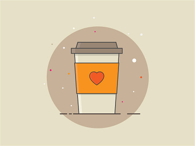 I love Coffee coffee cup design flat icon illustrator vector