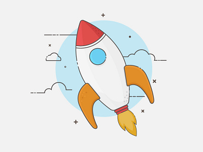 Rocket Flat Illustration 2d icon line lineart rocket vector vector illustration