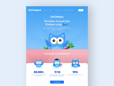 Landing Page GoCampus | Test Your Talent for University app campus design dribbble education edutech illustration landing ui ux