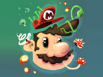 Super Mario Pastel illustration kylebrush mario nintendo pastel photoshop