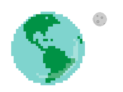 Earth 8 bit earth moon pixels