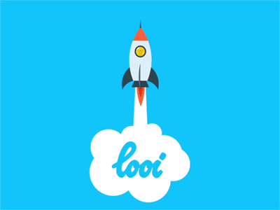 Looi banner after effects animation application gear looi phone rocket shape ui ux