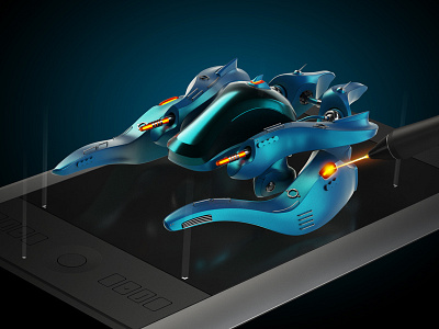 Spaceship 3d concept future modo spaceship tablet wacom zbrush