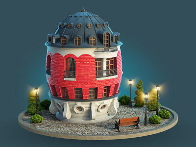 Egg House 3d architecture cinema 4d egg faberge house icon illustration modo moscow