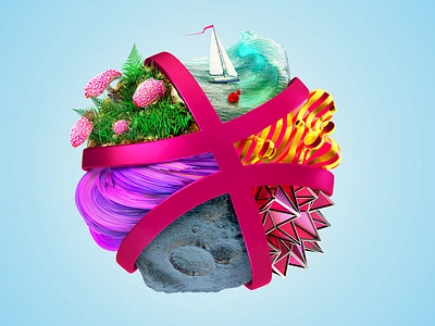 Dribbble Planet 3d amanita cinema 4d dribbble logotype metaball modo moon nature ocean planet world