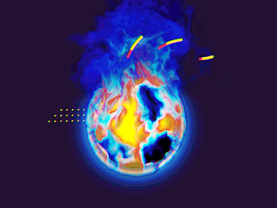 Pineapple juice animation cinema 4d fire fireball flame glitch loop magic particles shape. after effects simulation smoke