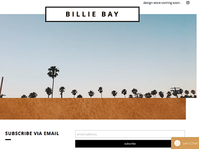 Billie Bay coming soon landing page palm tree signup page suede ui web page website