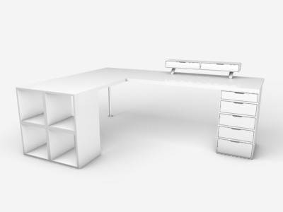 Custom Ikea Desk 3d cinema design desk office square white