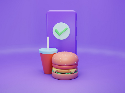 3d_Online Food Delivery 3d 3d art 3d artist burger burgers character design illustration illustration ux ui online web
