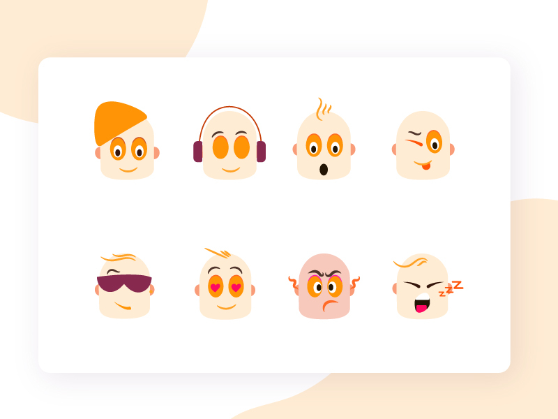 Emoji character design emoji emoji set flat icon illustration message app messengers ux vector web