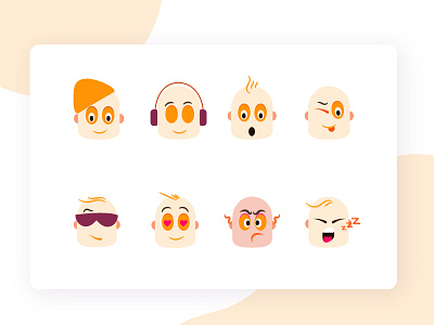 Emoji character design emoji emoji set flat icon illustration message app messengers ux vector web